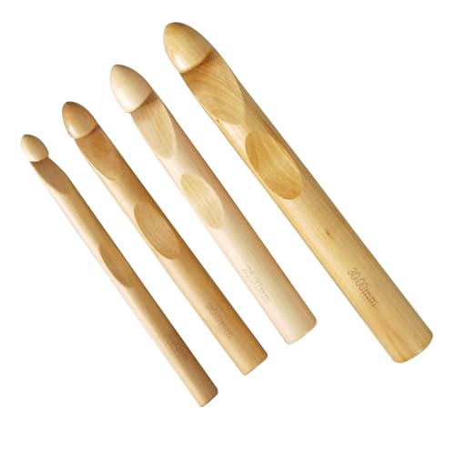 Namvo 4-teiliges großes Häkelnadel-Set aus Holz, 15 mm, 20 mm, 25 mm, 30 mm, natürliche Holznadeln für Anfänger, Dicke Stoffe, grobes Garn, Basteln Namvo 4-teiliges großes Häkelnadel-Set aus Holz, 15 mm, 20 mm, 25 mm, 30 mm, natürliche Holznadeln für Anfänger, Dicke Stoffe, grobes Garn, Basteln von Namvo