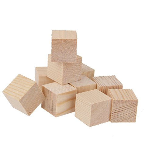 Namvo 50PCS hölzerne Würfel - 25mm- hölzerne quadratische Blöcke für Puzzlespiel-Herstellung, Fertigkeiten u. DIY Projekte von Namvo