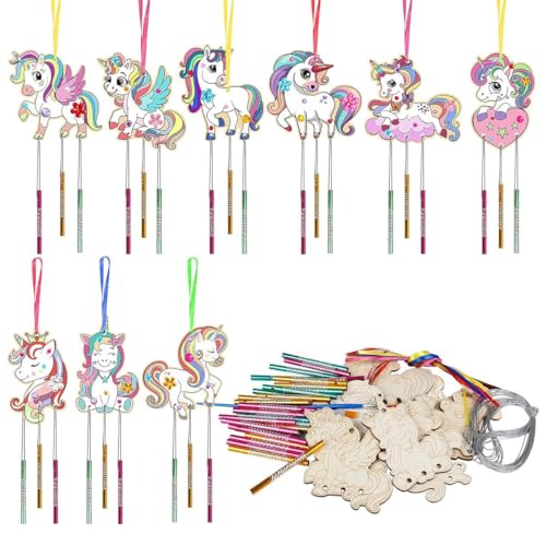 Namvo 9er-Pack Einhorn-Windspiel-Set, DIY-Basteln, hölzernes Einhorn-Windspiel, dekorative Aktivitäten, kreative handgefertigte DIY-Farbe für Party, Kunst, Aktivität, Geburtstag Namvo 9er-Pack Einhorn-Windspiel-Set, DIY-Basteln, hölzernes Einhorn-Windspiel, dekorative Aktivitäten, kreative handgefertigte DIY-Farbe für Party, Kunst, Aktivität, Geburtstag von Namvo