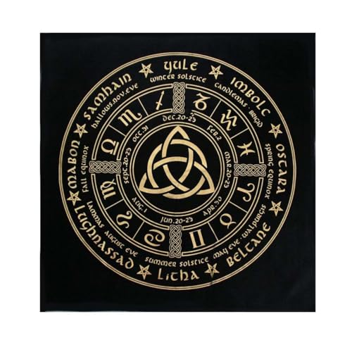 Namvo Altardecke, Tarot Tischdecke Dreifache Astrologie Pentagramm Rad des Jahres Altar Wandteppich Hexerei Altar Astrologie Tischdecke für Tischdeckendekoration von Namvo
