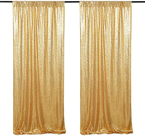 Namvo Goldener Pailletten-Vorhang, 1,2 m x 1,8 m, luxuriöser Paillettenvorhang, große Größe, schimmernder Pailletten-Vorhang, Hintergrund für Hochzeit, Weihnachten, Zeremonie, Party von Namvo