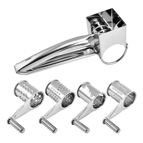 Namvo Käsereibe aus Edelstahl, drehbar, handgeführt, Küchenwerkzeug, aus Metall, austauschbar, drehbar, mit Handkurbel, geeignet für Käse, Schokolade, Nüsse, kleines Gemüse Namvo Käsereibe aus Edelstahl, drehbar, handgeführt, Küchenwerkzeug, aus Metall, austauschbar, drehbar, mit Handkurbel, geeignet für Käse, Schokolade, Nüsse, kleines Gemüse von Namvo
