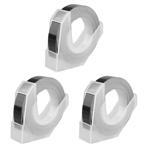 Namvo Präge-Etikettendrucker-Klebeband, Kunststoff, selbstklebend, 3D-Prägeetiketten-Nachfüllpackung für DYMO Embossed (9 mm x 3 m), 3er-Pack von Namvo