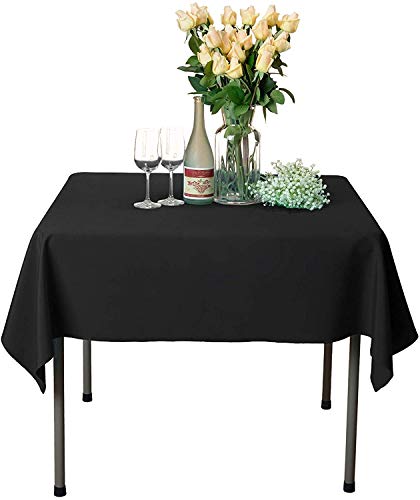 Namvo Schwarze Baumwolle Polyester quadratische Tischdecke Abdeckung für Essen & Weihnachtsfeier 55 x 55 Zoll (Single) von Namvo