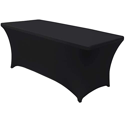 Namvo Stretch Tischdecke, 6ft rechteckige Spandex Esstischdecke Vierfach eng anliegende elastische Stretch Tischdecke Tischplatte Protector für Hochzeitsbar Bankett Party - Schwarz Namvo Stretch Tischdecke, 6ft rechteckige Spandex Esstischdecke Vierfach eng anliegende elastische Stretch Tischdecke Tischplatte Protector für Hochzeitsbar Bankett Party - Schwarz von Namvo