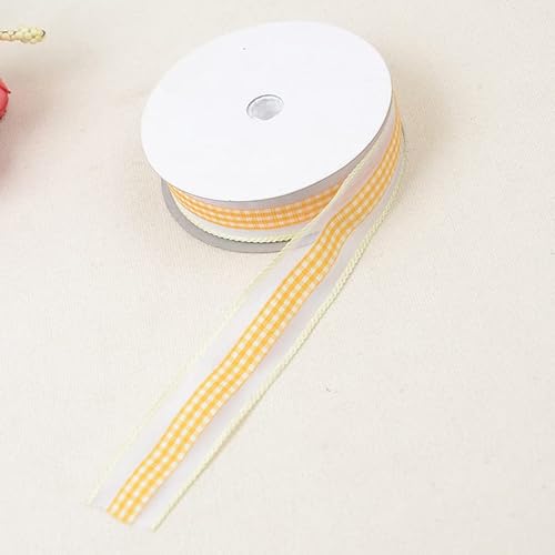 Namzi 1 Rolle gelbes Band, transparente karierte Bänder, dekoratives Handwerk für Geschenke, DIY-Projekte, saisonale Dekoration von Namzi