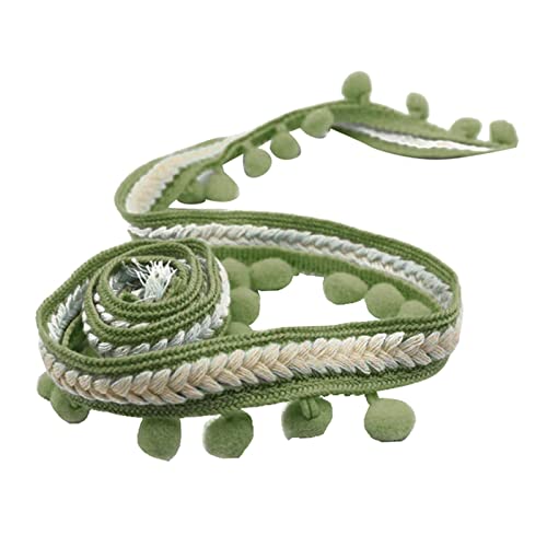 Namzi 1 Rolle grünes Band, Fransen mit schwarzen Pompons, dekorativ für Vorhänge, Innendekoration, Bastelband für Geschenke von Namzi