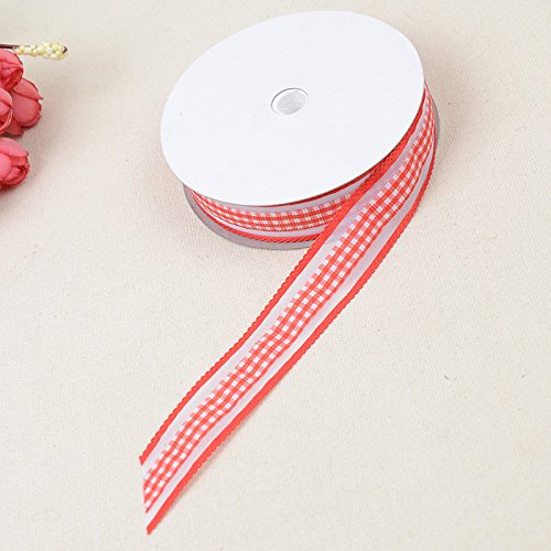 Namzi 1 Rolle rotes Band, transparentes kariertes Band, dekoratives Handwerk für Geschenke, DIY-Projekte, saisonale Dekoration von Namzi