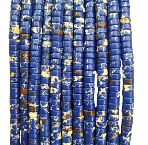 Namzi 1 Stück 2 x 4 mm natürlicher Abstandshalter, DIY-Schmuck, Abstandshalter, Perlen, dunkelblau, Naturstein, weiße Textur, Abstandshalter, Halskette, Armband, gewebtes Zubehör von Namzi