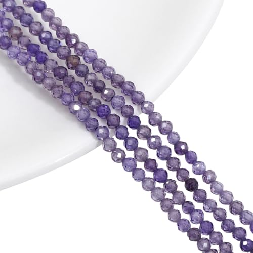 Namzi 1 Stück 3 mm natürliche Zirkon-Schliff-Oberfläche, tiefviolett, runde Perlen, DIY, handgefertigtes Perlenarmband, Halskette, Zubehör, lose Perlen von Namzi