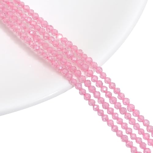 Namzi 1 Stück 3 mm rosa natürliche Zirkon Schliff runde Perlen DIY handgemachte Perlen Armband Halskette Zubehör lose Perlen von Namzi