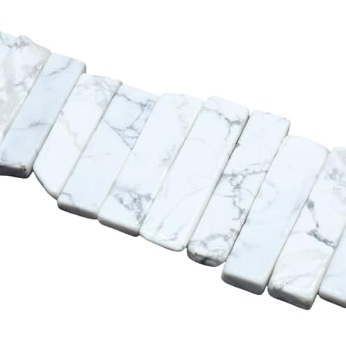 Namzi 1 Stück Naturstein weiße Textur Originalstein Streuperlen unregelmäßige flache lange horizontale Loch DIY Perlenarmband Halskette Zubehör Dekoration von Namzi