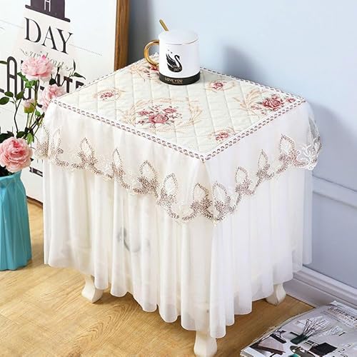Namzi 1 x Nachttischdecke, rutschfest, staubdicht, für Schlafzimmer, Nachttisch, europäischer Stil, Gaze-Rand, Staubschutz, Stoff, 40 x 40 x 40 cm (Stil 2) von Namzi