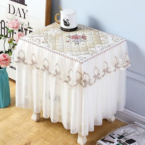 Namzi 1 x Nachttischdecke, rutschfest, staubdicht, für Schlafzimmer, Nachttisch, europäischer Stil, Gaze-Rand, Staubschutz, Stoff, 40 x 40 x 40 cm (Stil 3) von Namzi