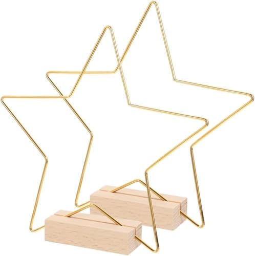 Namzi 10 Stück Pentagramm Metall Blume Hoop Mittelstück mit vertikalem Blumenkranz Desktop Spitze Metallring verwendet für Handwerk, Hochzeiten, Weihnachten, Geburtstagsdekoration (Gold) von Namzi