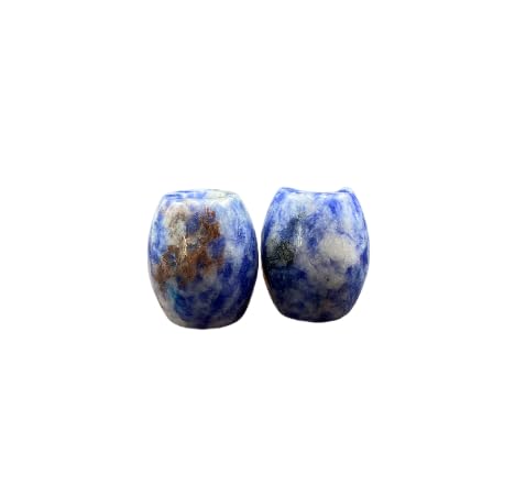 Namzi 10 Stück blau gepunktete Natursteinperlen in Eimerform mit großen Löchern, 16 x 18 mm Durchmesser, 5 mm Naturstein-Schmuckzubehör von Namzi