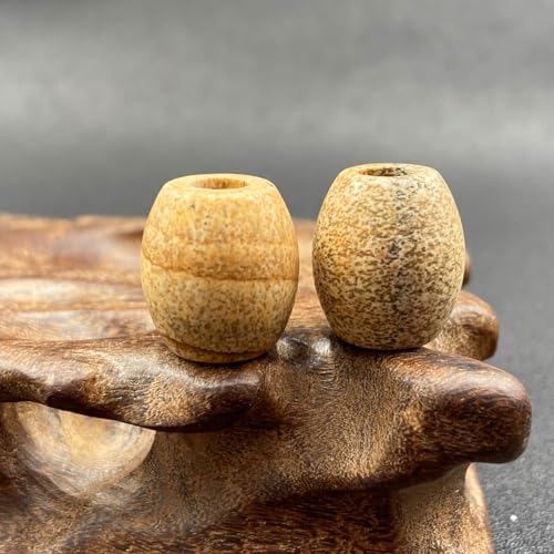 Namzi 10 Stück gelbe strukturierte Natursteinperlen in Eimerform mit großen Löchern, 16 x 18 mm Durchmesser, 5 mm Naturstein-Schmuckzubehör von Namzi