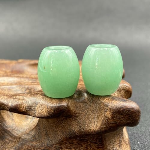 Namzi 10 Stück grüne natürliche Donglingstein-Perlen in Eimerform, runde Perlen mit großen Löchern, 16 × 18 mm Durchmesser, 5 mm Naturstein-Schmuckzubehör von Namzi