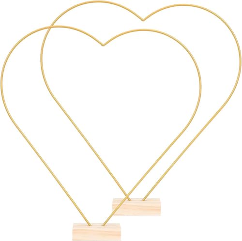 Namzi 10 Stück herzförmige Metall-Blumen-Reifen, Mittelstück, mit vertikalem Blumenkranz, Desktop-Spitze, Metallring, verwendet für Handwerk, Hochzeiten, Weihnachten, Geburtstagsdekoration (Gold) von Namzi