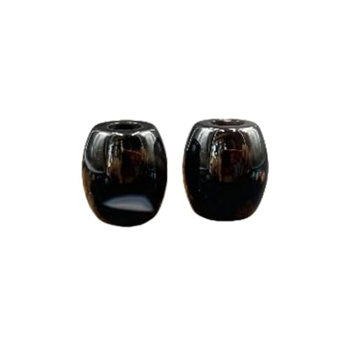 Namzi 10 Stück schwarze Naturstein-Perlen in Eimerform mit großen Löchern, 16 x 18 mm Durchmesser, 5 mm Naturstein-Schmuckzubehör von Namzi