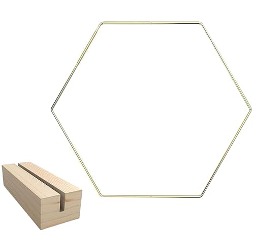 Namzi 10 Stück sechseckige Metall-Blumenreifen-Mittelstück mit vertikalem Blumenkranz, Desktop-Spitze, Metallring, verwendet für Handwerk, Hochzeiten, Weihnachten, Geburtstagsdekoration (Gold) von Namzi