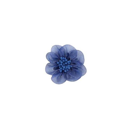 Namzi 10 x Organzabandblumen mit Perlenapplikationen (dunkelblau) von Namzi