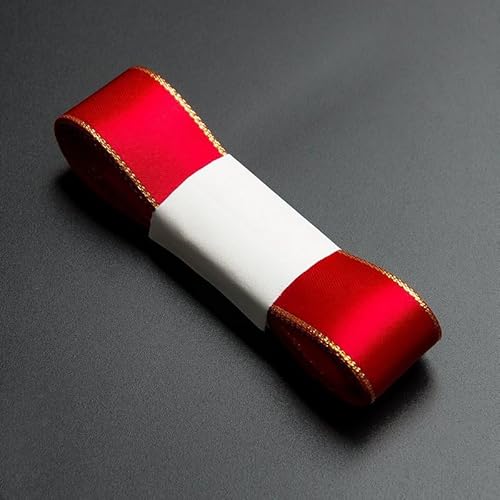 Namzi 2 Rollen rotes Band mit goldenen Kanten, Geschenkband zum Basteln, dekorativer Satin-inspirierter Rand für Geschenkverpackungen, DIY-Projekte Namzi 2 Rollen rotes Band mit goldenen Kanten, Geschenkband zum Basteln, dekorativer Satin-inspirierter Rand für Geschenkverpackungen, DIY-Projekte von Namzi