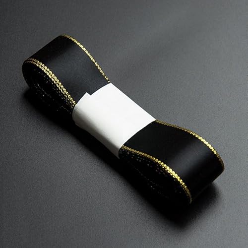 Namzi 2 Rollen schwarzes Band mit goldenen Kanten, Geschenkband zum Basteln, dekorativer Satin-inspirierter Rand für Geschenkverpackungen, DIY-Projekte Namzi 2 Rollen schwarzes Band mit goldenen Kanten, Geschenkband zum Basteln, dekorativer Satin-inspirierter Rand für Geschenkverpackungen, DIY-Projekte von Namzi