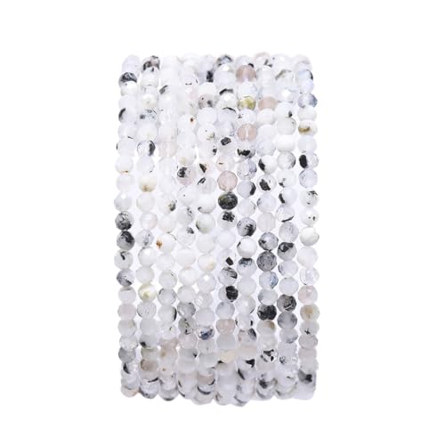 Namzi 2 Stück 2–2,5 mm geschliffene natürliche schwarze und weiße Steinperlen, handgefertigt, DIY-Armband, Halskette, Zubehör, Material, lose Perlendekoration von Namzi