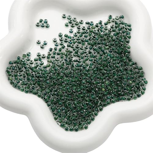 Namzi 2 Stück 4 mm Tinten-Serie Glasfarbstoffkern, dunkelgrüne Reisperlenmaterial, handgefertigte DIY-Perlenperlen, lose Perlenarmbänder, Ohrring-Zubehör von Namzi