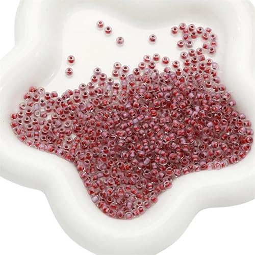 Namzi 2 Stück 4 mm Tintenwasch-Serie, Glasfärbekern, Reisperlen-Material, handgefertigt, DIY, rote Perlen, Streuperlen, Armband, Ohrringe, Zubehör von Namzi