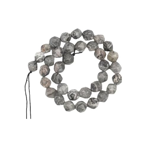 Namzi 2 Stück Diamantschliff, Naturgrau, strukturierte Steinperlen, runde Perlen, DIY, kreatives handgefertigtes Armband, Perlenzubehör, 8 mm von Namzi