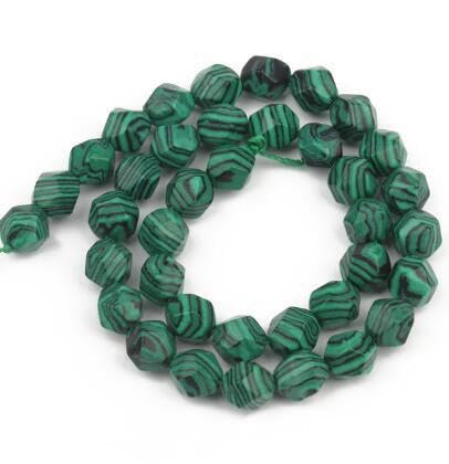 Namzi 2 Stück Diamantschliff, natürlich, grün, strukturierter Stein, Streuperlen, runde Perlen, DIY, kreatives handgefertigtes Armband, Perlenzubehör, 10 mm von Namzi