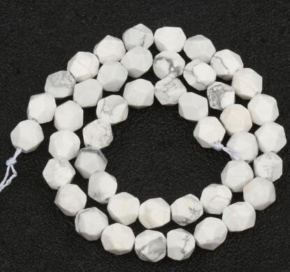 Namzi 2 Stück Diamantschliff natürliche weiße Stein-Streuperlen runde Perlen DIY kreative handgefertigte Armbandperlen Zubehör 8 mm von Namzi