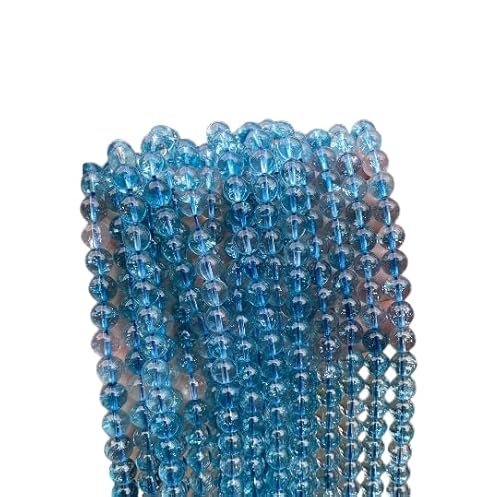 Namzi 2 Stück blaue Blumen-Eisrissige Naturstein-Perlenarmband, halbfertige runde Perlen, DIY-Schmuckzubehör (6 mm) von Namzi
