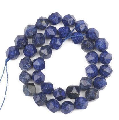 Namzi 2 Stück blaue Diamantschliff-Naturstein-Streuperlen, runde Perlen, DIY, kreatives handgefertigtes Armband, Perlenzubehör, 10 mm Namzi 2 Stück blaue Diamantschliff-Naturstein-Streuperlen, runde Perlen, DIY, kreatives handgefertigtes Armband, Perlenzubehör, 10 mm von Namzi