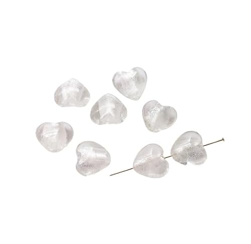 Namzi 20 Stück halbtransparente weiße süße Glasperlen, Glasherz, perforiert, Streuperlen, Material, DIY, handgefertigter Schmuck, Ohrringe, Armband, Zubehör Namzi 20 Stück halbtransparente weiße süße Glasperlen, Glasherz, perforiert, Streuperlen, Material, DIY, handgefertigter Schmuck, Ohrringe, Armband, Zubehör von Namzi