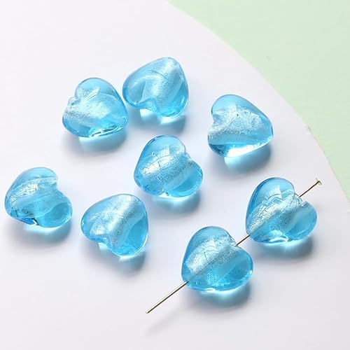 Namzi 20 Stück hellblaue süße Glasperlen, Glasherz, perforiert, Streuperlen, Material, DIY, handgefertigter Schmuck, Ohrringe, Armband, Zubehör Namzi 20 Stück hellblaue süße Glasperlen, Glasherz, perforiert, Streuperlen, Material, DIY, handgefertigter Schmuck, Ohrringe, Armband, Zubehör von Namzi