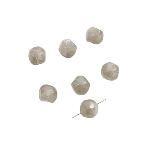 Namzi 20 Stück perforierte Kunstharz-Imitationssteine, Bernsteingrau, gemischt, unregelmäßiger Schnitt, runde Perlen, Streuperlen, DIY, handgefertigte Perlen, Halskette, Armband, Materialzubehör von Namzi