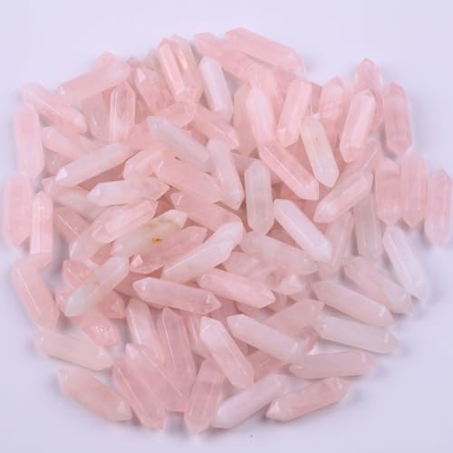 Namzi 20 Stück rosa Natursteine, doppelspitzig, sechseckig, poliert, Säulen, handgefertigter Schmuckanhänger, Zubehör, 8 x 32 mm Namzi 20 Stück rosa Natursteine, doppelspitzig, sechseckig, poliert, Säulen, handgefertigter Schmuckanhänger, Zubehör, 8 x 32 mm von Namzi
