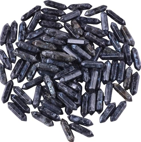 Namzi 20 Stück schwarze Natursteinsäulen, doppelspitzig, sechseckig, poliert, Natursteinsäulen, handgefertigter Schmuckanhänger, Zubehör, 8 x 32 mm von Namzi