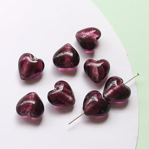Namzi 20 Stück süße dunkelviolette Glasperlen, Glasherzen, perforierte Perlen, Perlenmaterialien, DIY handgefertigter Schmuck, Ohrringe, Armbänder, Accessoires Namzi 20 Stück süße dunkelviolette Glasperlen, Glasherzen, perforierte Perlen, Perlenmaterialien, DIY handgefertigter Schmuck, Ohrringe, Armbänder, Accessoires von Namzi