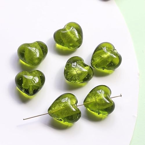 Namzi 20 niedliche Glasperlen, grünes Glas, Herzform, gestanzt, Perlenmaterial, DIY, handgefertigter Schmuck, Ohrringe, Armband, Zubehör Namzi 20 niedliche Glasperlen, grünes Glas, Herzform, gestanzt, Perlenmaterial, DIY, handgefertigter Schmuck, Ohrringe, Armband, Zubehör von Namzi