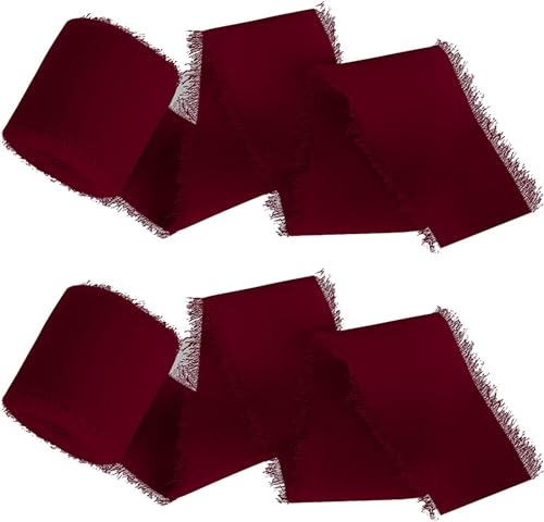 Namzi 3 Rollen Weinrotes Band, handzerrissene Fransen Chiffon Wickelband zum Basteln, dekorative Zierleiste für Geschenkverpackungen DIY-Projekte Namzi 3 Rollen Weinrotes Band, handzerrissene Fransen Chiffon Wickelband zum Basteln, dekorative Zierleiste für Geschenkverpackungen DIY-Projekte von Namzi
