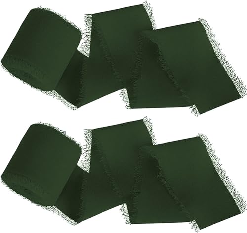 Namzi 3 Rollen dunkelgrünes Band, handzerrissene Fransen Chiffon Wickelband zum Basteln, dekorative Bordüre für Geschenkverpackungen DIY-Projekte von Namzi