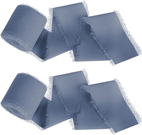 Namzi 3 Rollen dunstiges blaues Band, handzerrissene Fransen Chiffon Wickelband zum Basteln, dekorative Zierleiste für Geschenkverpackungen DIY-Projekte von Namzi