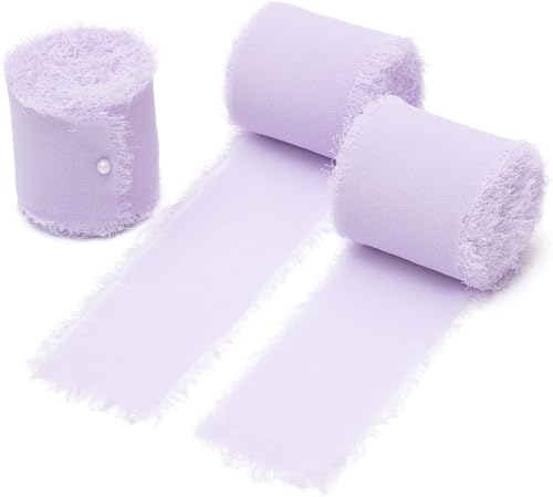 Namzi 3 Rollen hellviolettes Band, handzerrissene Fransen Chiffon Wickelband zum Basteln, dekorative Bordüre für Geschenkverpackungen DIY-Projekte Namzi 3 Rollen hellviolettes Band, handzerrissene Fransen Chiffon Wickelband zum Basteln, dekorative Bordüre für Geschenkverpackungen DIY-Projekte von Namzi