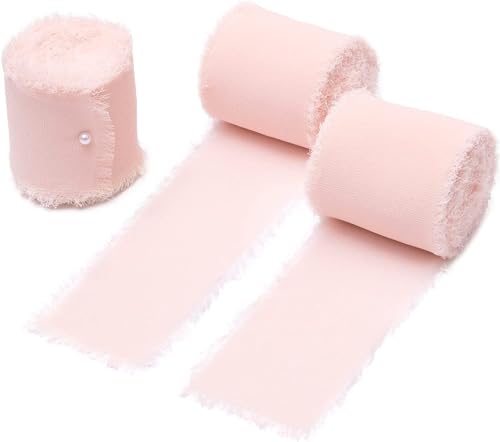 Namzi 3 Rollen rosa Band, handzerrissene Fransen Chiffon Wickelband zum Basteln, dekorative Bordüre für Geschenkverpackungen DIY Projekte Namzi 3 Rollen rosa Band, handzerrissene Fransen Chiffon Wickelband zum Basteln, dekorative Bordüre für Geschenkverpackungen DIY Projekte von Namzi