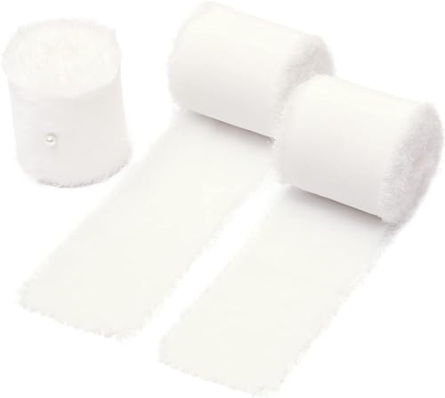 Namzi 3 Rollen weißes Band, handzerrissene Fransen Chiffon Wickelband zum Basteln, dekorative Bordüre für Geschenkverpackungen DIY-Projekte Namzi 3 Rollen weißes Band, handzerrissene Fransen Chiffon Wickelband zum Basteln, dekorative Bordüre für Geschenkverpackungen DIY-Projekte von Namzi