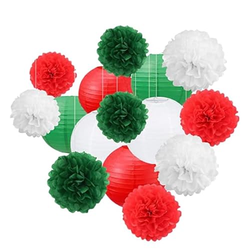 Namzi 30 Stück Papierlaternen, Blumenkugel-Kombinationsset, hängende runde Papierlaternen, Dekoration für Party, Hochzeit, Geburtstag, Heimdekoration, grün, rot, weiß Serie Namzi 30 Stück Papierlaternen, Blumenkugel-Kombinationsset, hängende runde Papierlaternen, Dekoration für Party, Hochzeit, Geburtstag, Heimdekoration, grün, rot, weiß Serie von Namzi